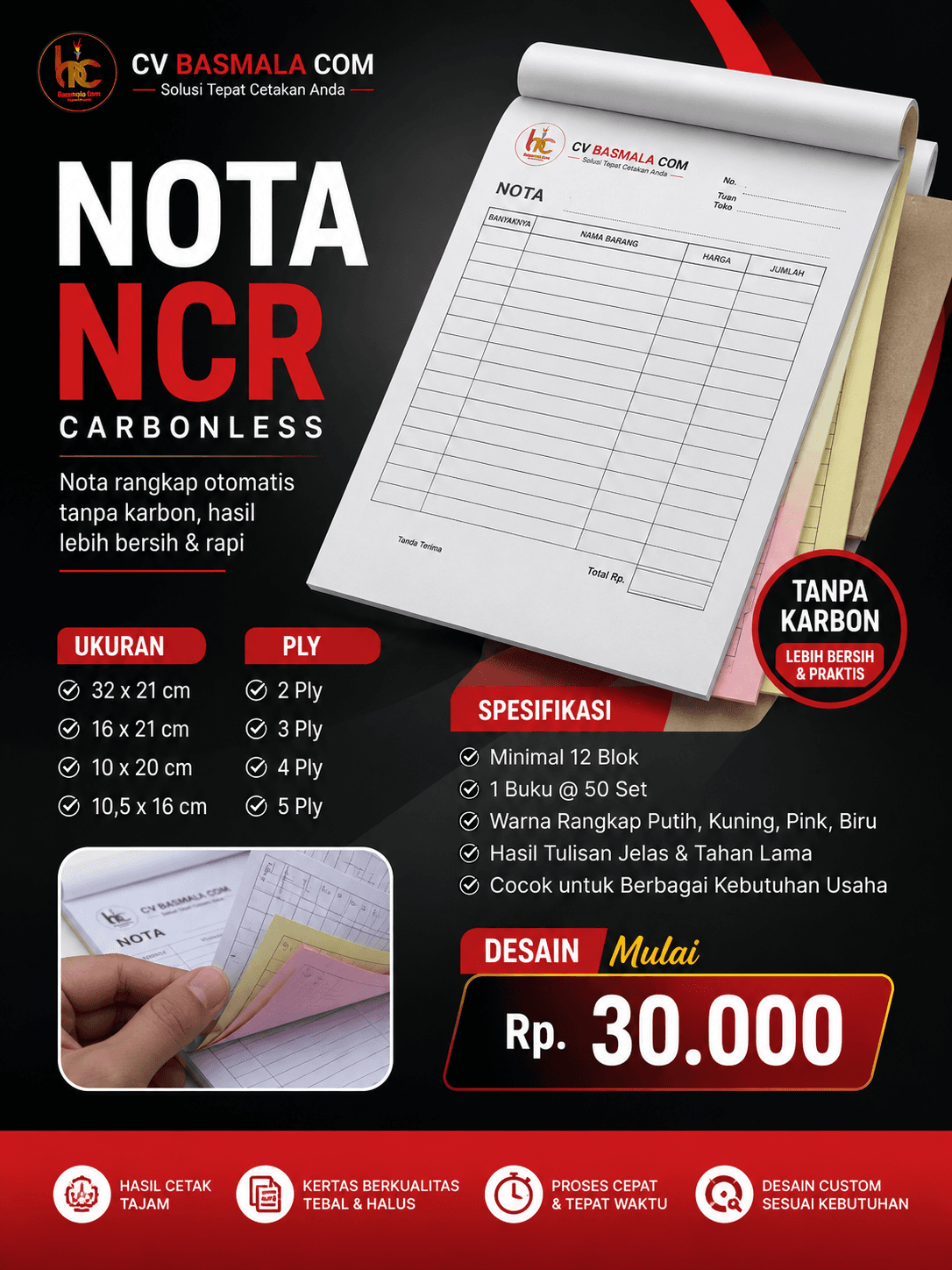 Nota NCR Custom Basmala Com