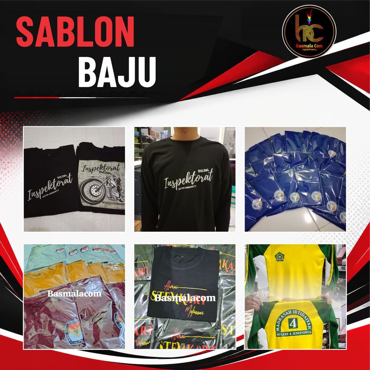 Sablon DTF Kaos Basmala Com