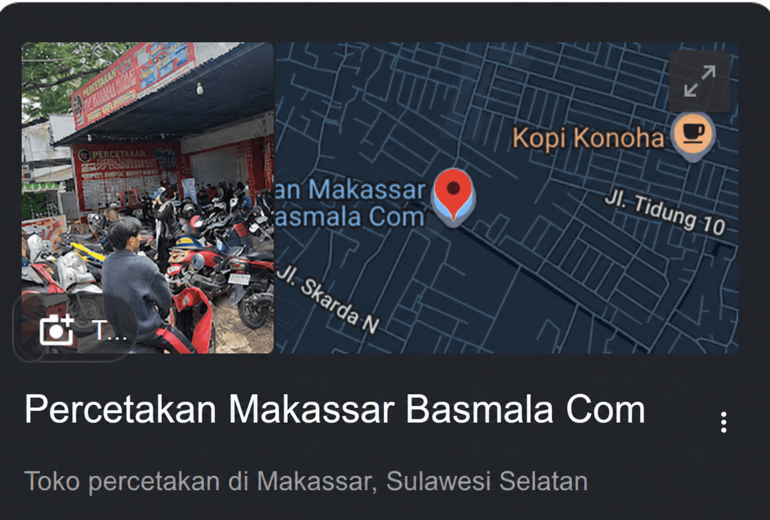 Lokasi Percetakan Makassar Basmala Com di Google Maps